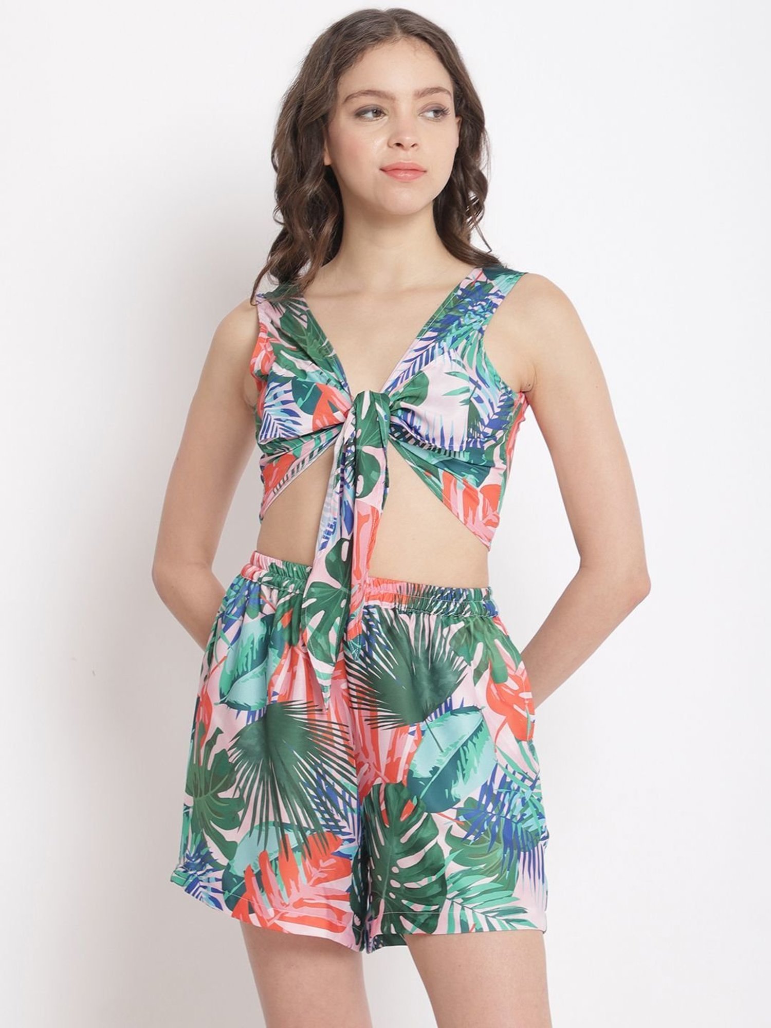 Erotissch Green Printed Beachwear Co-Ord Set