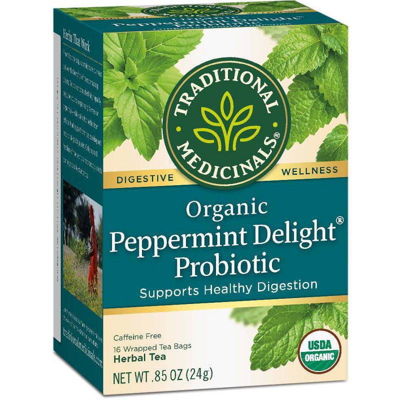 Traditional Medicinals Peppermint Delight Probiotic Tea Bags - 16ct