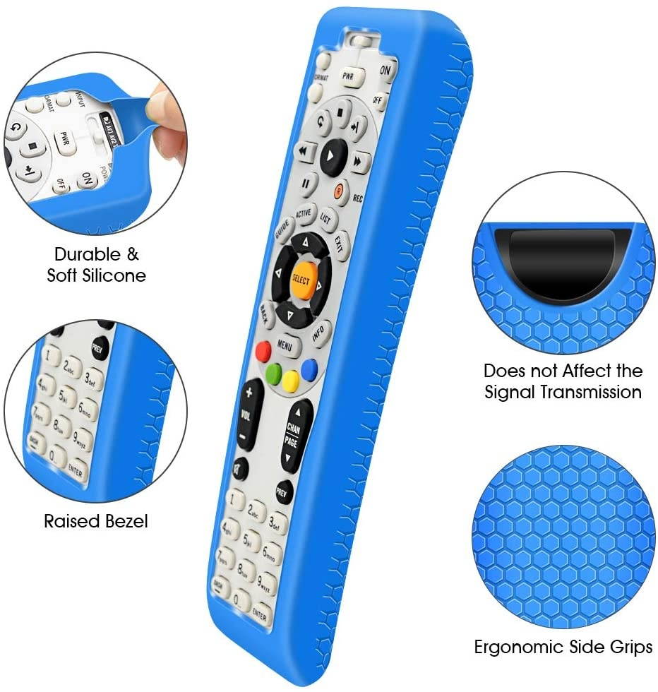 Protective Case for DirecTV RC66RX Remote Control, Silicone Cover Shock Proof Remote Controller Skin Sleeve Replacement Protector Compatible with DirecTV RC64 RC65 RC66 IR/RF Remote-Blue