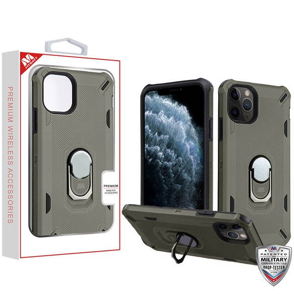 MYBAT Dark Grey/Black Brigade Hybrid Protector Cover (with Ring Stand)(with Package)