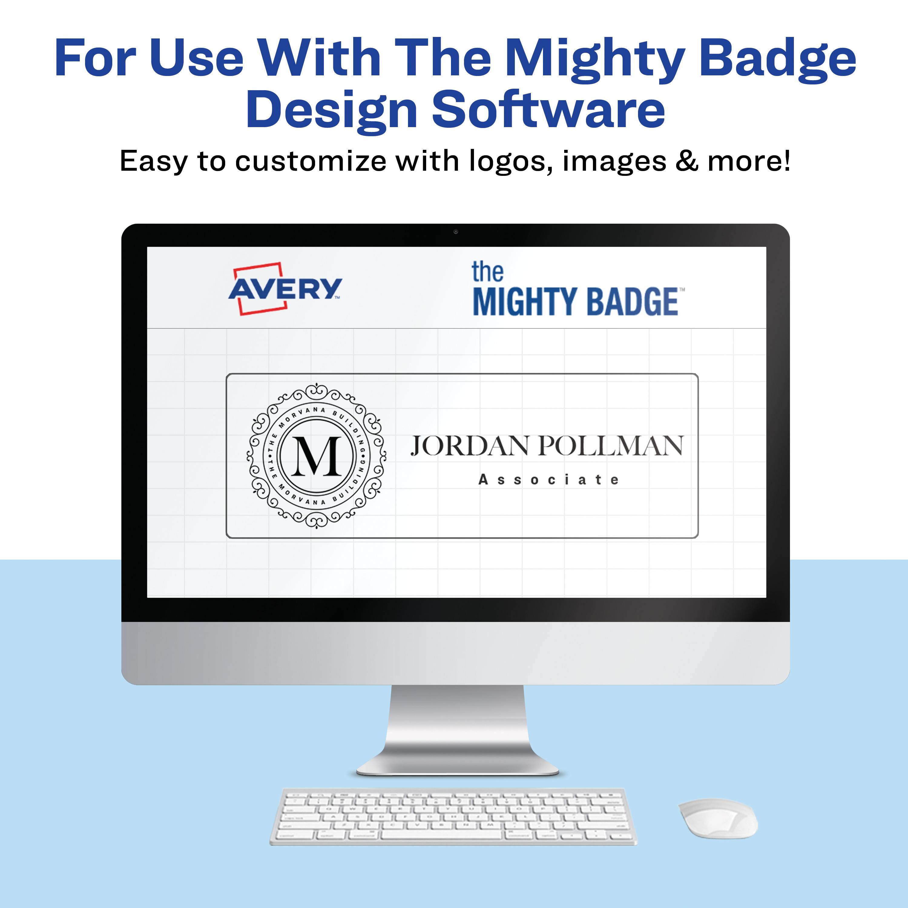 The Mighty Badge Printable Insert Sheets, 100 Clear Inserts, Laser