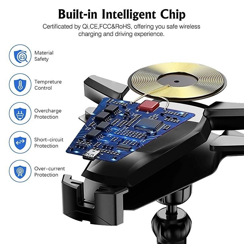 Car Charger Fast Charger Car Mount Air Vent Phone Holder Compatible iPhone Xs MAXXRXSX88 Plus Samsung Galaxy S987Note 89 and All QiEnabled PhonesBlack