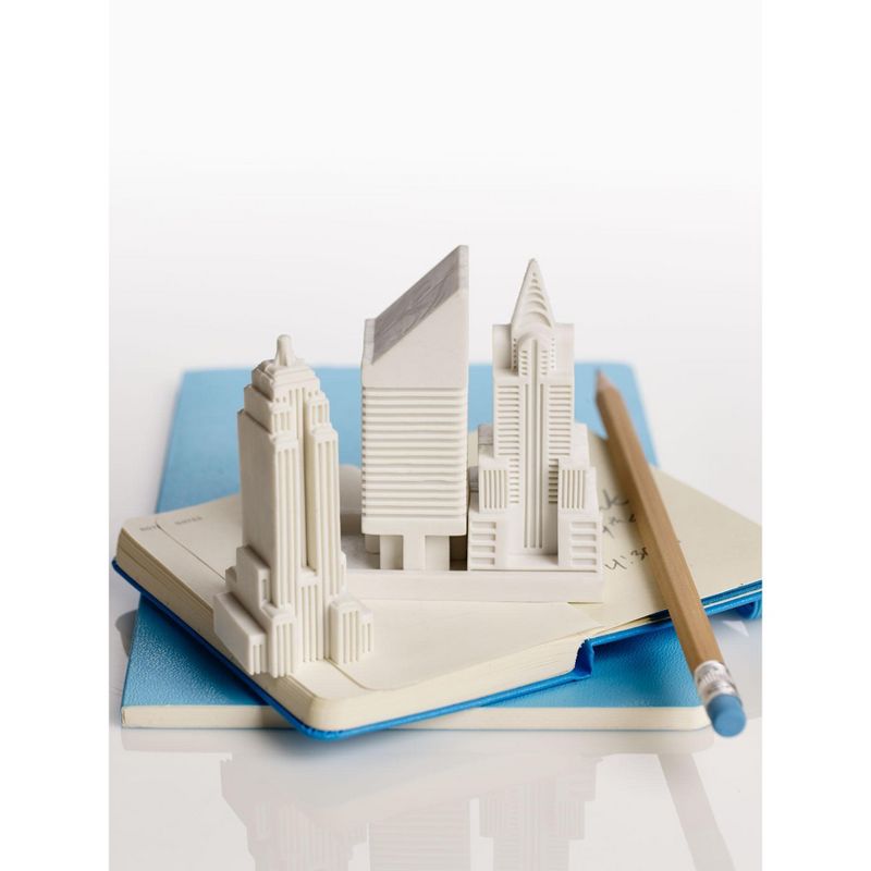Design Ideas City of New York Eraser - Three Skyscrapers - White, 1.2" x 1.2" x 2.8"
