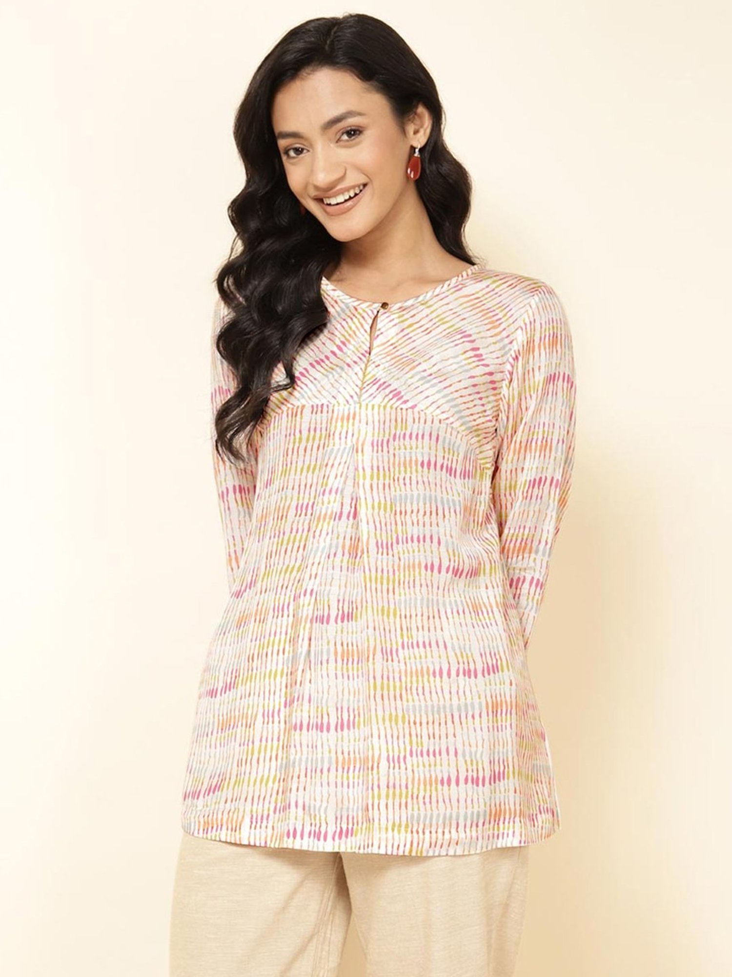 Fabindia Peach Printed Tunic