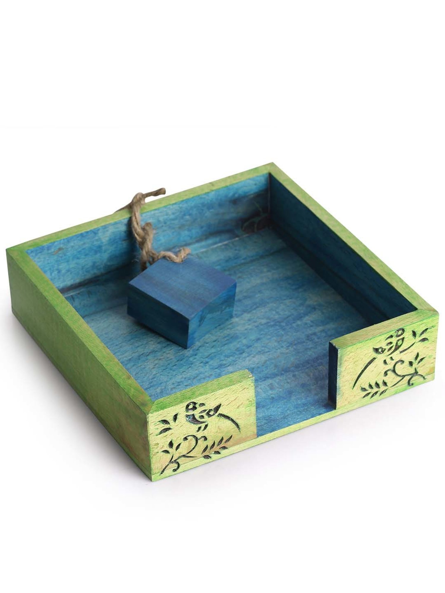 ExclusiveLane The Dancing Peacock Brown Sheesham Wood Napkin Holder - Set of 1