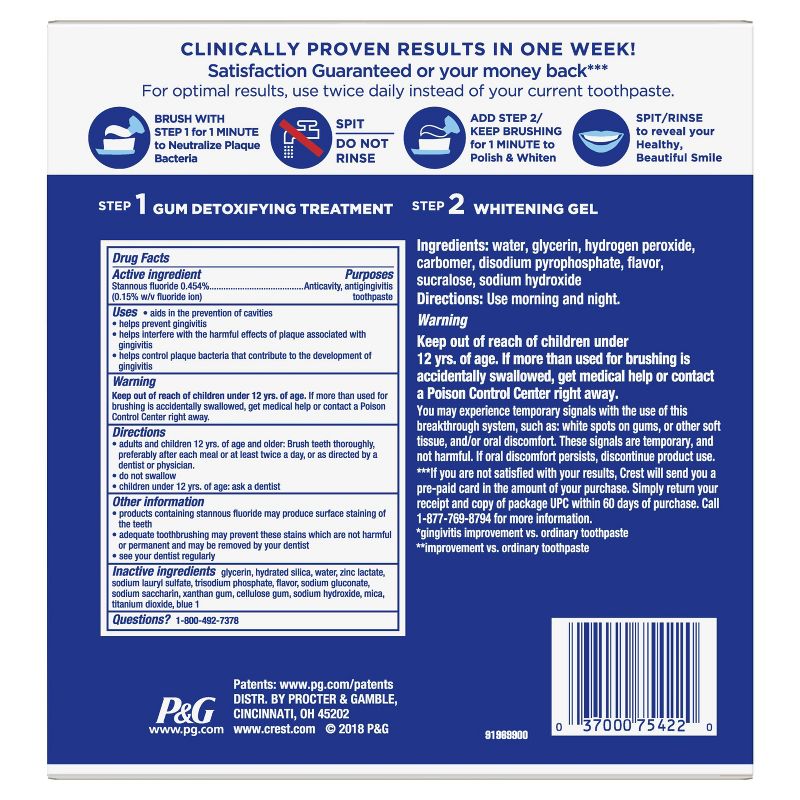 Crest Gum Detoxify + Whitening 2 Step Toothpaste - 4.0oz and 2.3oz