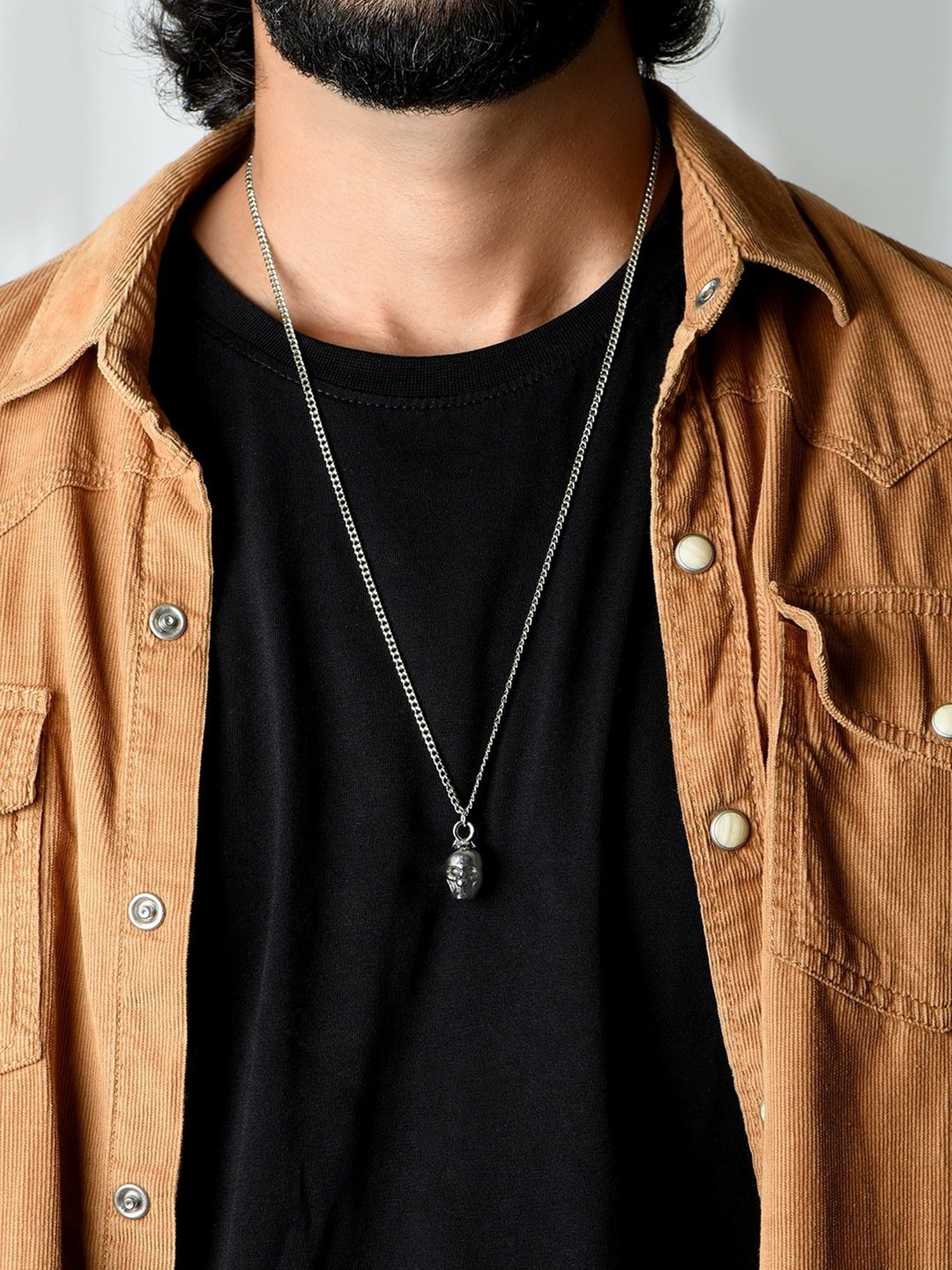 The Bro Code Silver-Plated Skull Charm Pendant Necklace for Men