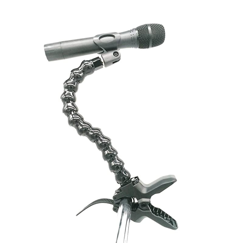 Mic Clamp Grip with 58quot27 Thread Gooseneck Extension Mount Holder for Microphones Work for any Music Stand Microphone Stand and Tripods