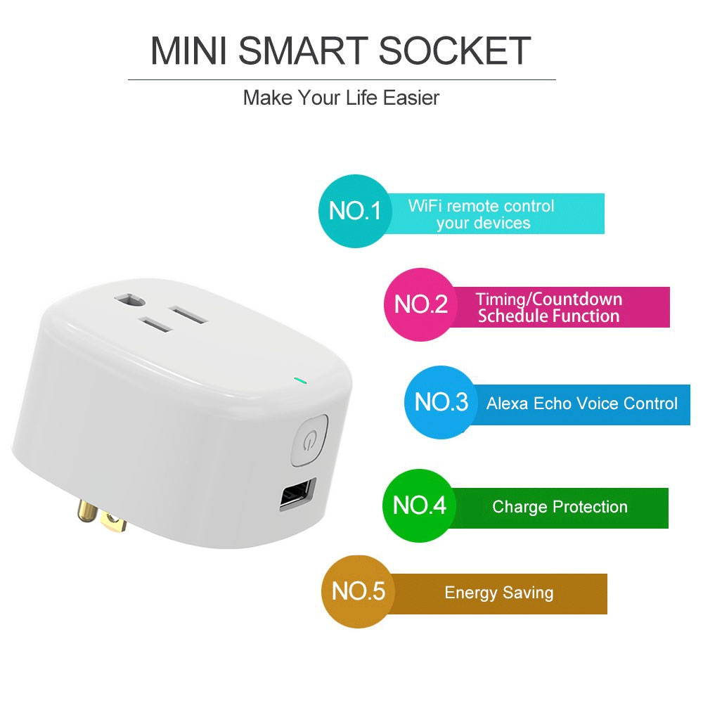 AvatarControls WiFi Smart Plug,UL Certified Wireless Smart Home Outlet Timer Switch,Remote Control ON/OFF Household Appliances Anywhere,Work with Alexa/Google Assistant, No Hub Required