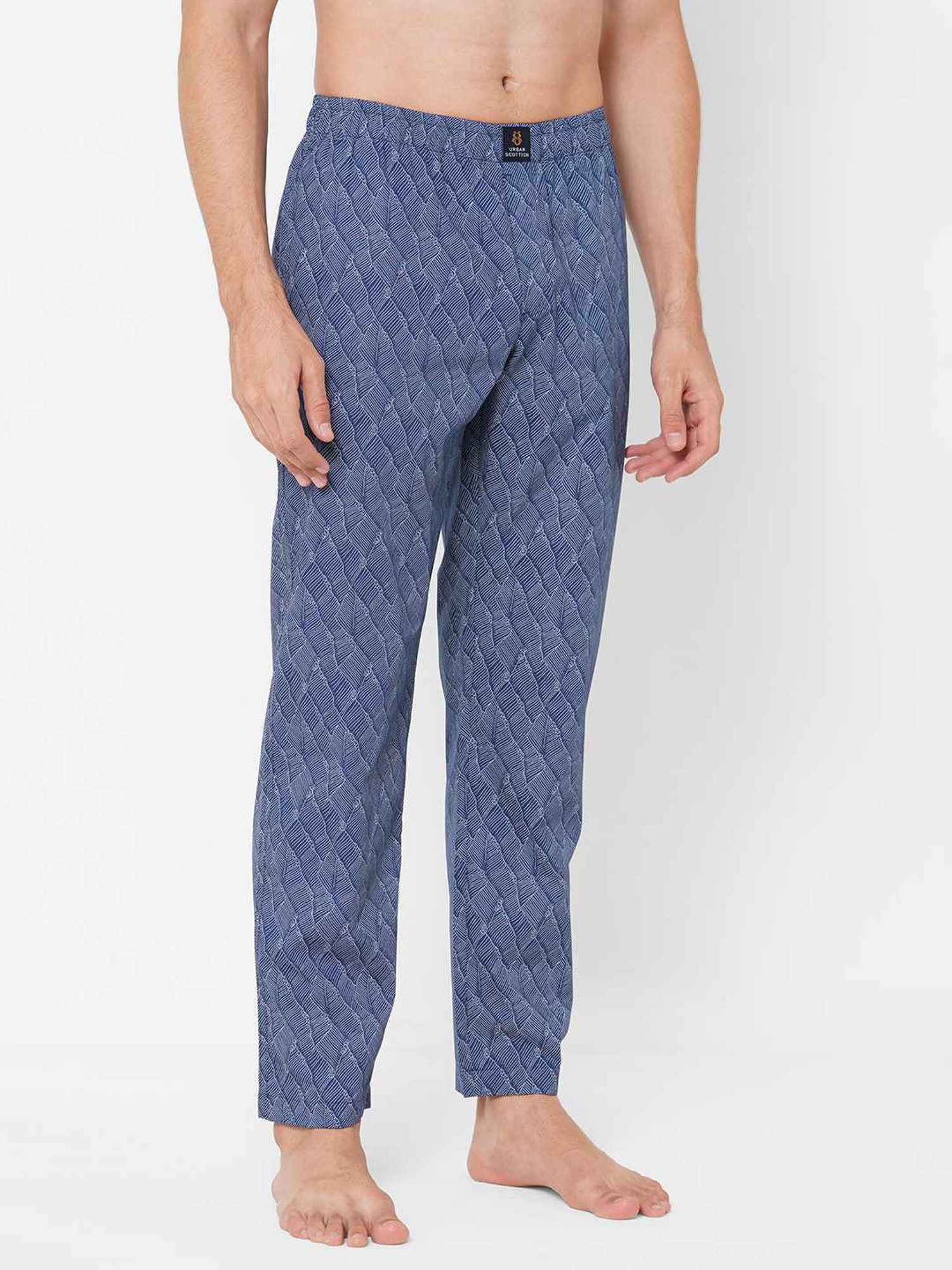 Urban Scottish Blue Regular Fit Printed Lounge Pants