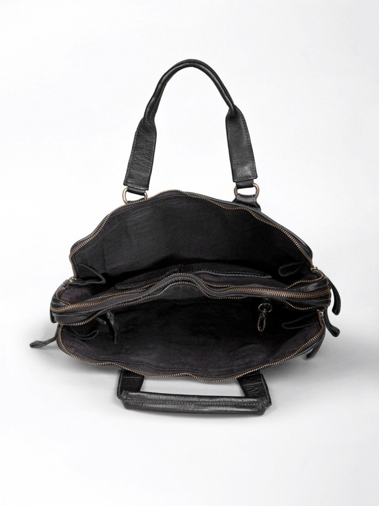 Art N Vintage Andrew Black Leather Solid Large Laptop Messenger Bag