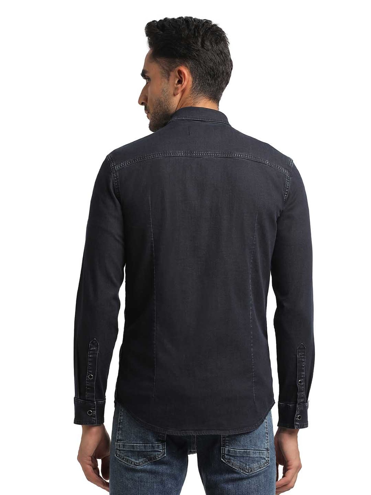 EVERBLUE Dark Blue Regular Fit Shirt