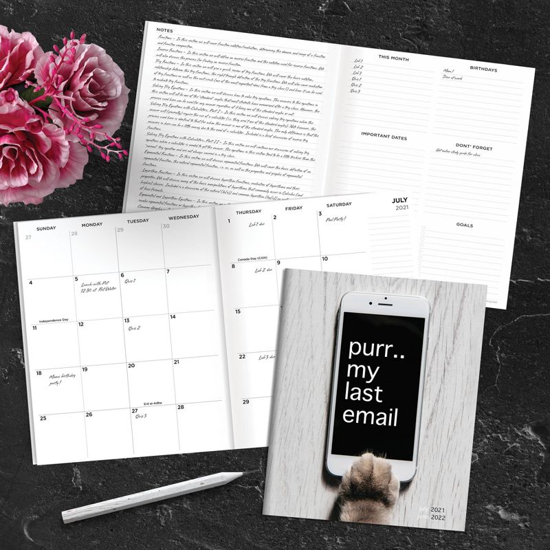 2021-22 Academic Planner 8"x6.5" Purr My Last Email Monthly - The Time Factory