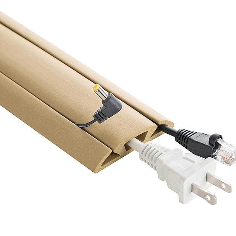 Wire 3Channel Cord Protector amp Concealer for Floor 30FT Beige
