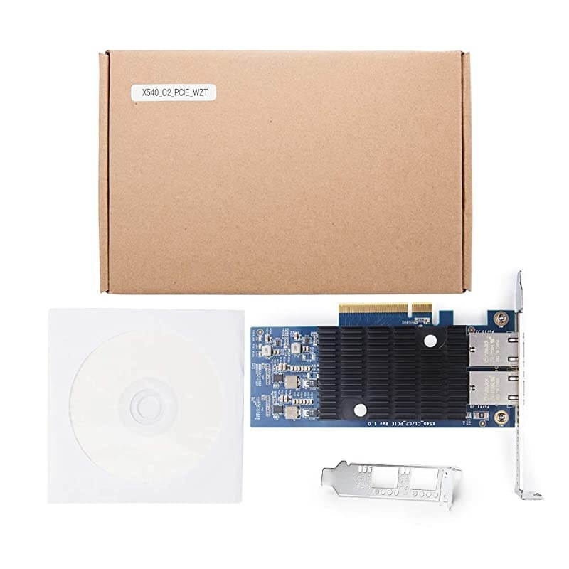 PCI-E NIC Network Card, Dual Copper RJ45 Port, PCI Express Ethernet LAN Adapter Support Windows Server/Windows/Linux/ESX, Compare to Intel X540-T2