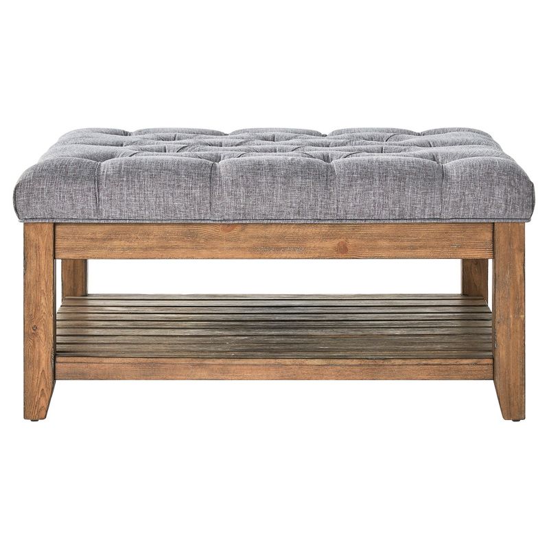 Southgate Natural Button Tufted Tapered Cocktail Ottoman Smoke - Inspire Q