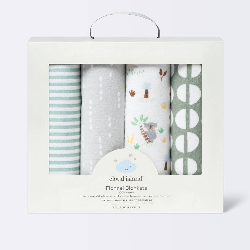 Touched by Nature Baby Organic Cotton Muslin Tranquility Blanket, Blue Elephant, One Size