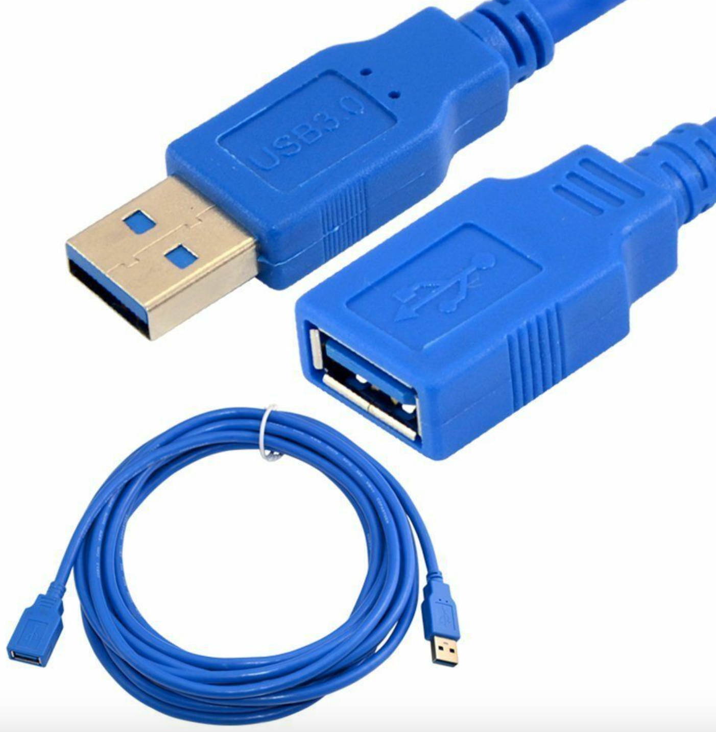 Premium 5FT 10FT 15FT USB 3.0 A Male to Female Extension Cable Cord Blue