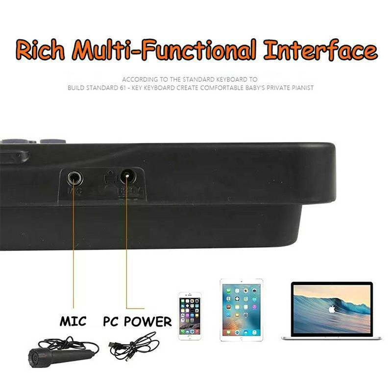 61 Keys Multifunction Electronic Digital Kids Midi Piano Keyboard Musial Instrument with Microphone Early Learning Educational Toy