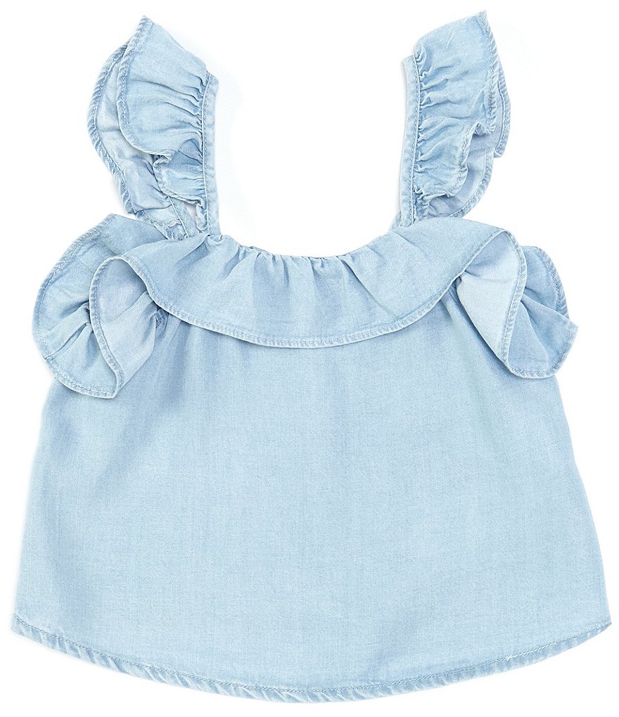 GB GB Girls Little Girls 2T-6X Ruffled Chambray Tank Top