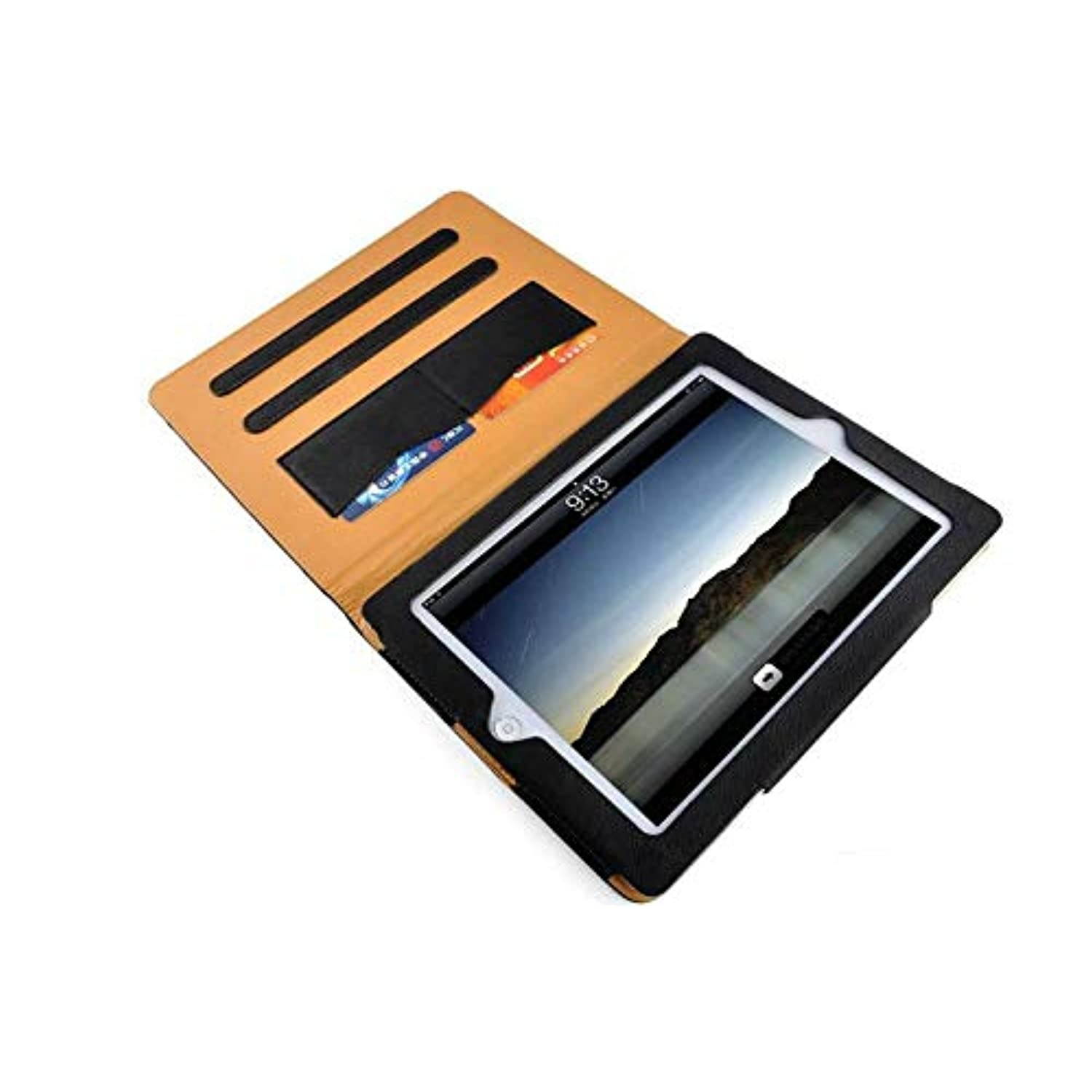 S-Tech Case for Apple iPad Pro 11 Inch 2018 Model, Black and Tan Soft Leather Wallet Smart Cover with Sleep/Wake Feature Flip Folio Stand Pro 11" Case