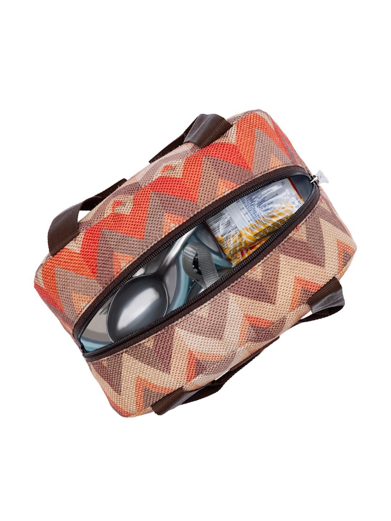 ZOUK Orange Geometric Lunch Bag