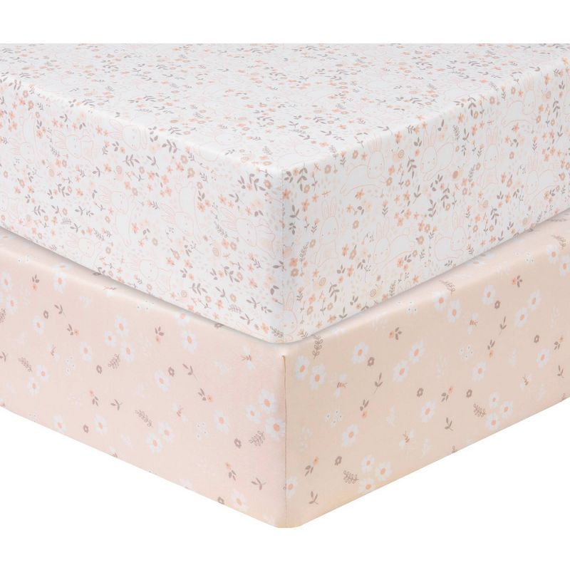 Sammy & Lou Cottontail Floral Microfiber Crib Sheet - 2pk
