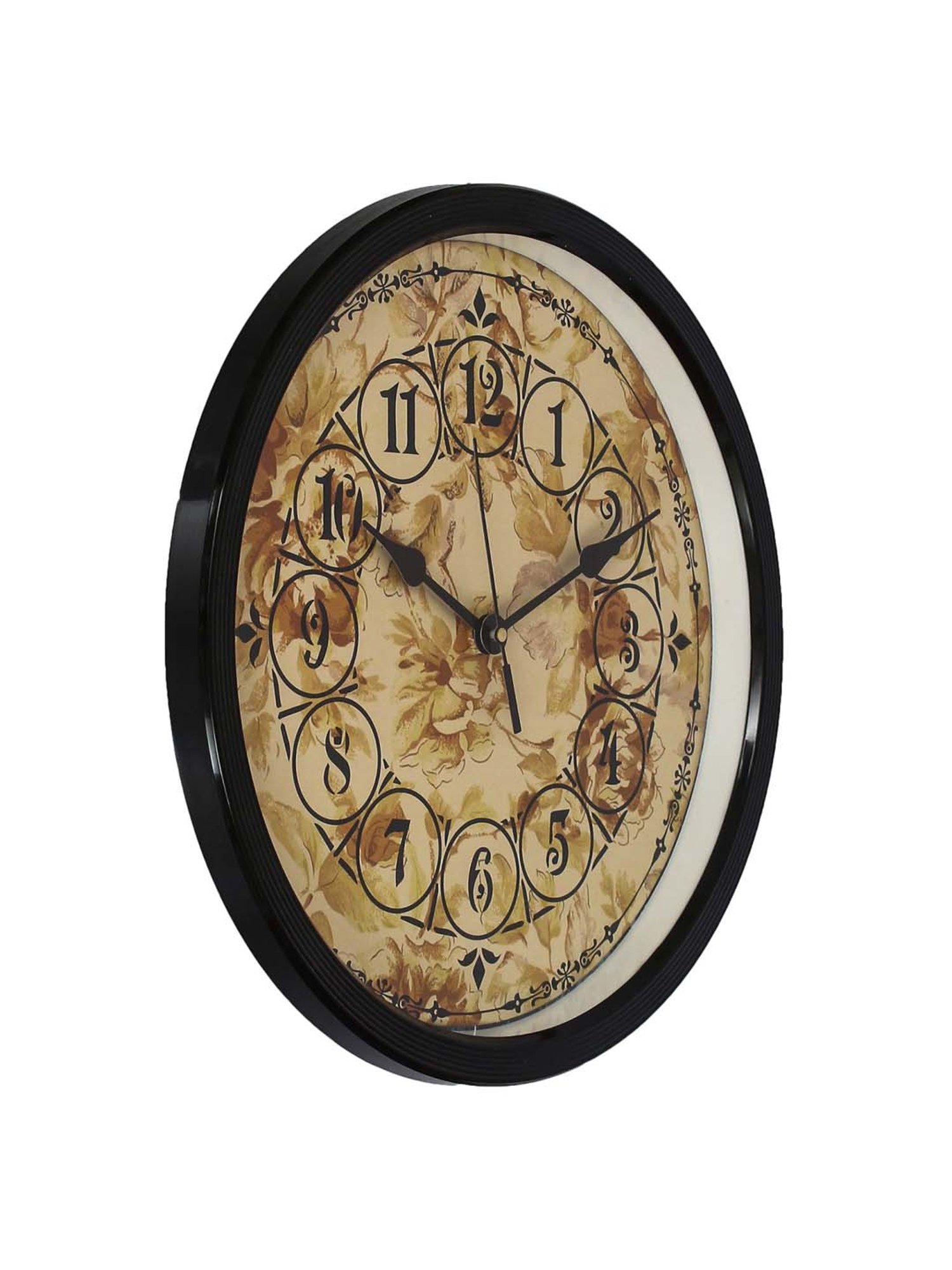 eCraftIndia Designer Round Analog Black Wall Clock