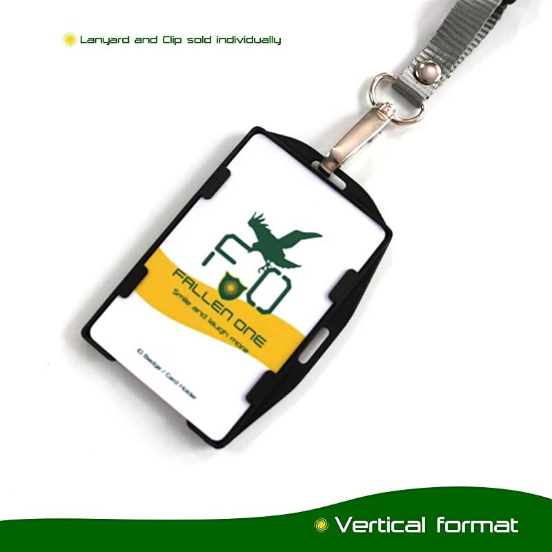 50 Pack Double Sided ID Badge Holders Hard Plastic Id Card Holder for Lanyard, Horizontal and Vertical Dual-Use, Hold 2 ID Cards