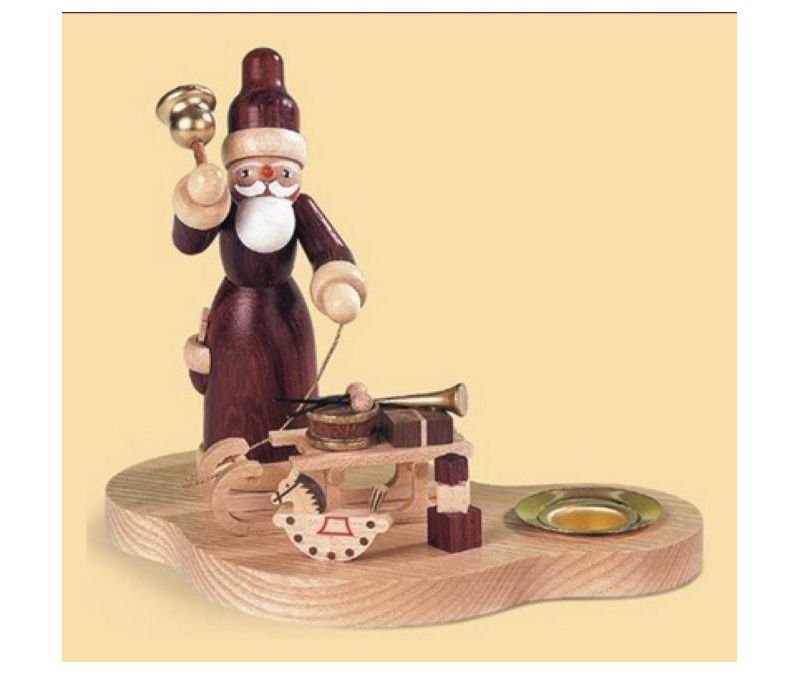 Northlight  4.75" Wooden Santa with Sledge Carrying Gifts Christmas Candle Holder - Ivory/Brown