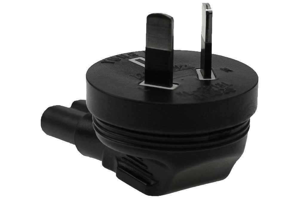 SF Cable, 2 Prong Right-Angle Plug Adapter, IEC 60320-C7 receptacle to Australia AS3112
