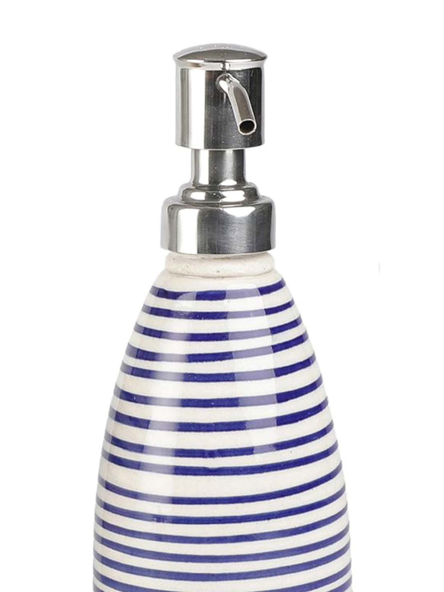 VarEesha Parikrama Blue & White Ceramic Taper Soap Dispenser (0.3 L)