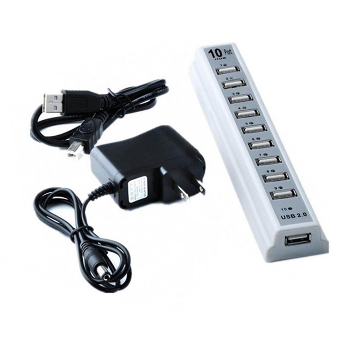 10 Ports Multi Usb 2.0 High Speed Usb Splitters USB Hub 2.0 Hub with Power Adapter for PC Laptop Notebook Computer