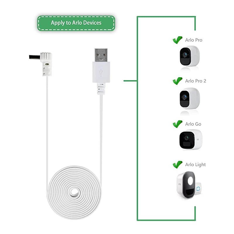 Weatherproof Outdoor Power Cable for Arlo Pro and Arlo Pro 2 with Quick Charge 30 Power Adapter Compatible with Arlo ProArlo Pro 2Arlo Go and Arlo Security Light 165ft5mCharger and Cord
