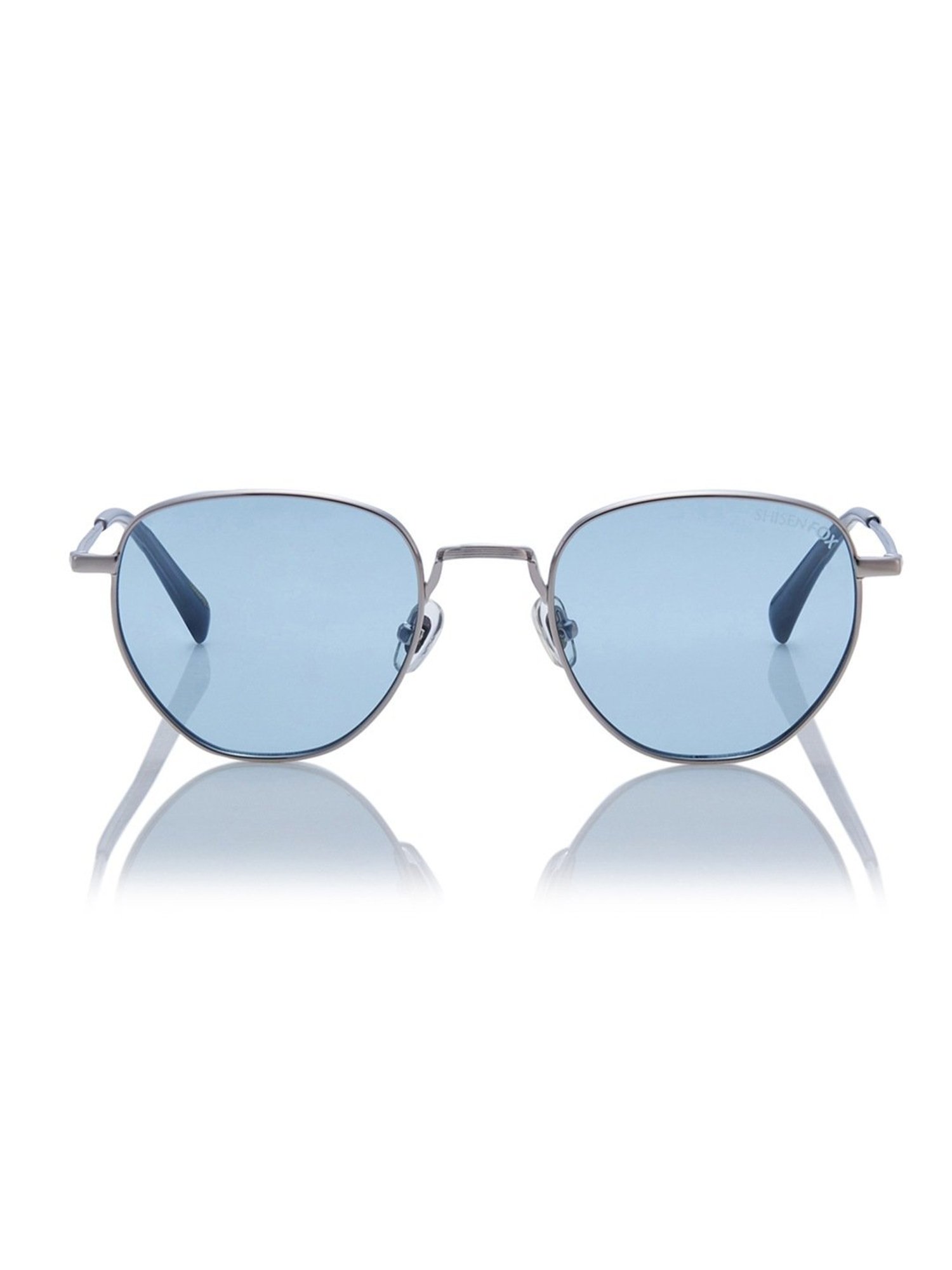Shisen Fox Fuji Gun-Light Blue Round Unisex UV Protection Sunglasses -50 mm