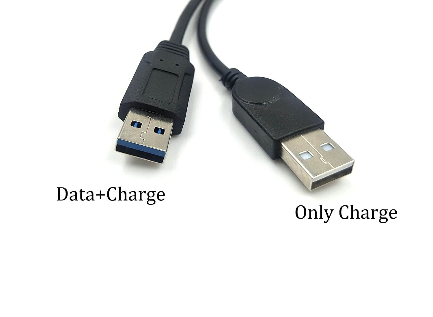 USB 3.0 Y Splitter Cable 30CM/1ft USB 3.0 Type A Female to Dual USB Male 1 to 2 Sync Data Charging Converter Y Extension Cable Cord (One Side Only for Charging) (1FM/2M)