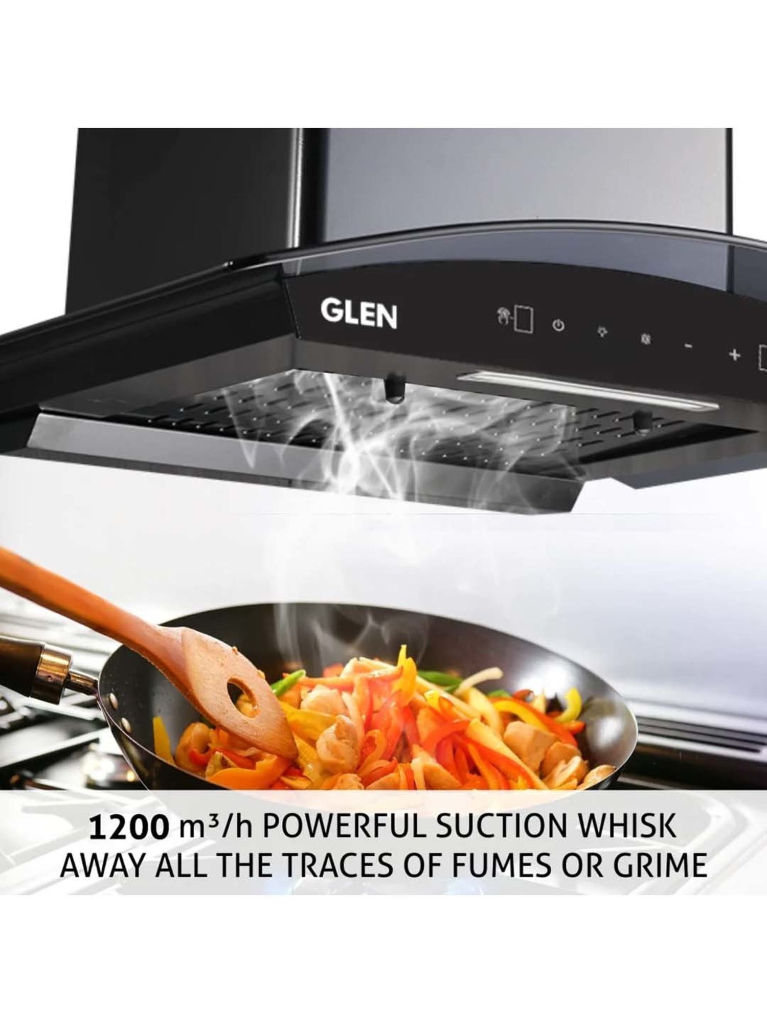 Glen CH6060BLAC60 1200CMH 60cm Wall Mounted Chimney (Black)