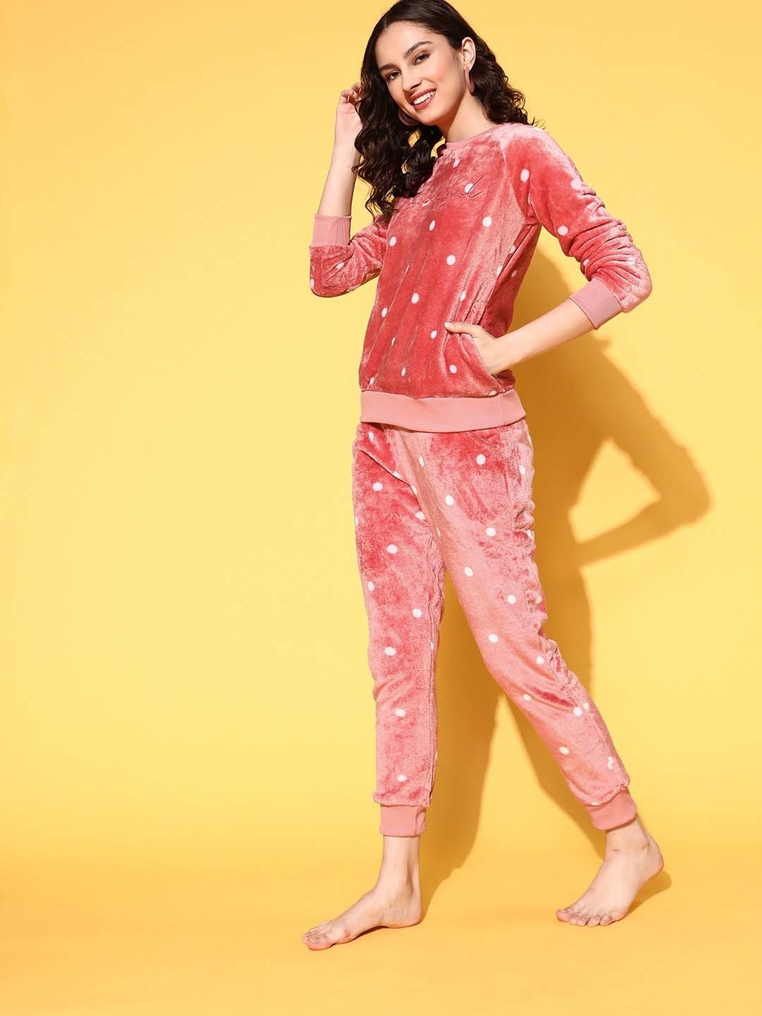 Sweet Dreams Pink Printed Sweatshirt Pyjamas Set