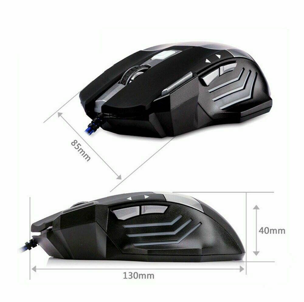Gaming Mouse 7 Button USB Wired LED Breathing Fire Button 3200 DPI Laptop PC