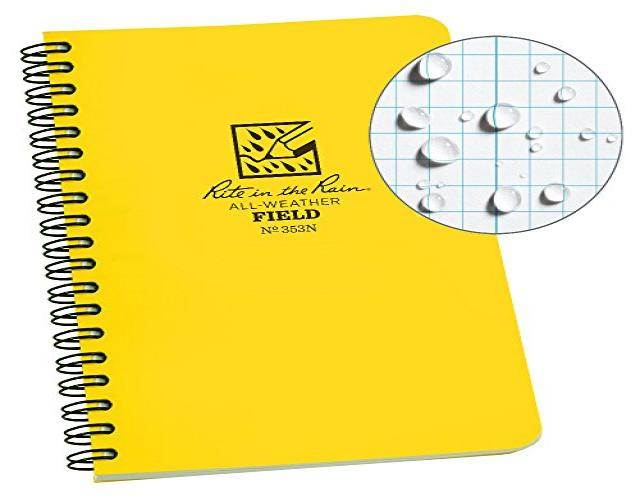 RITE IN THE RAIN 353 All Weather Notebook,Side Spiral,Field