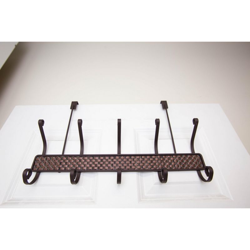 Home Basics Bronze Over the Door 5 Hook Hanging Rack, Bronze