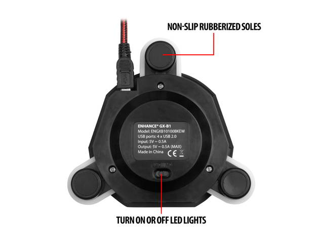 ENHANCE Mouse Bungee Cord Holder and Active USB Hub with Blue LED Lighting - Boost Gaming Accuracy By Eliminating Cable Drag