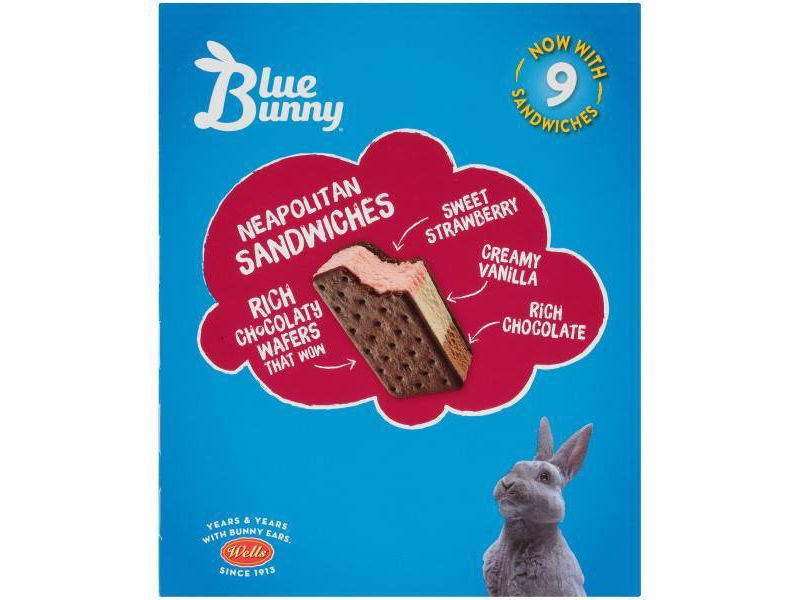 Blue Bunny Premium Sandwiches Neapolitan - 9ct