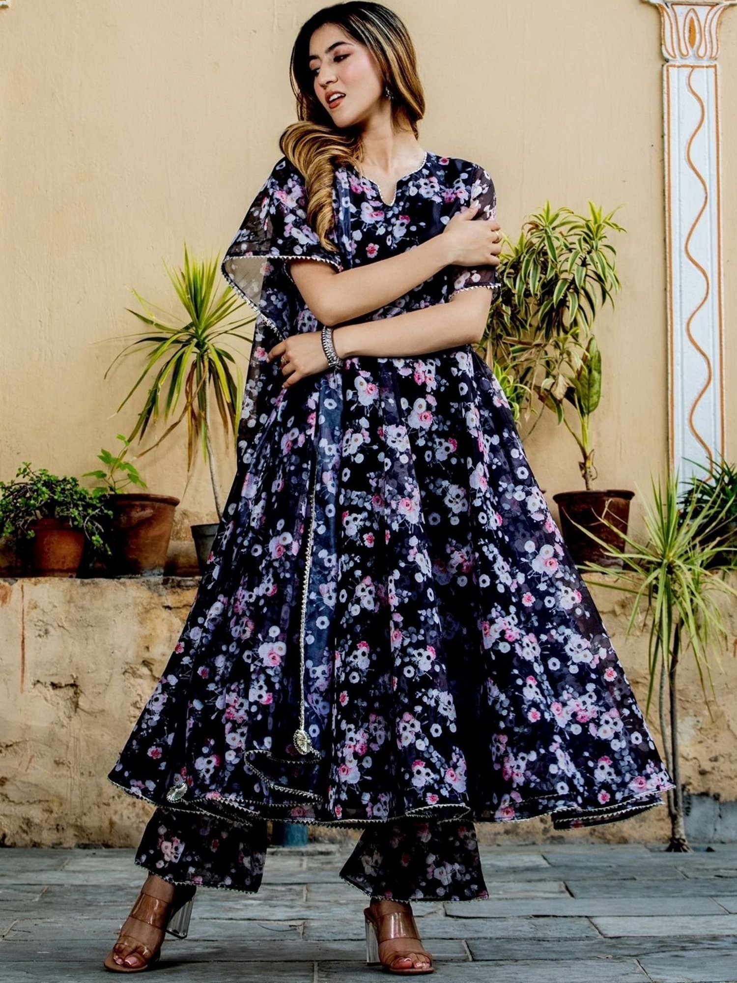 HOUSE OF JAMOTI Blue Printed Kurta Pant Set With Dupatta