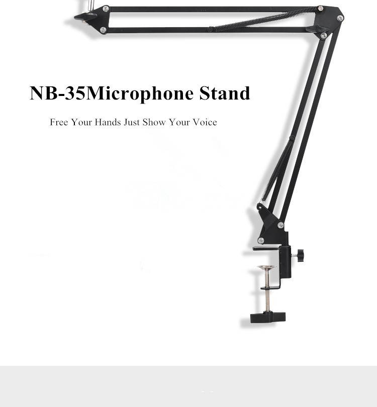 NB-35 Desktop Table Tripod Microphone MIC Stand Holder with Clip Microphone Stand Holder for Mounting on PC Laptop Notebook
