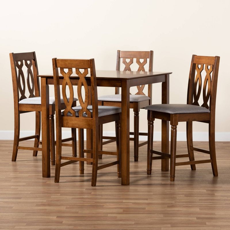3pc Sanford Tan Wood Dining Nook Set Walnut Brown - Baxton Studio
