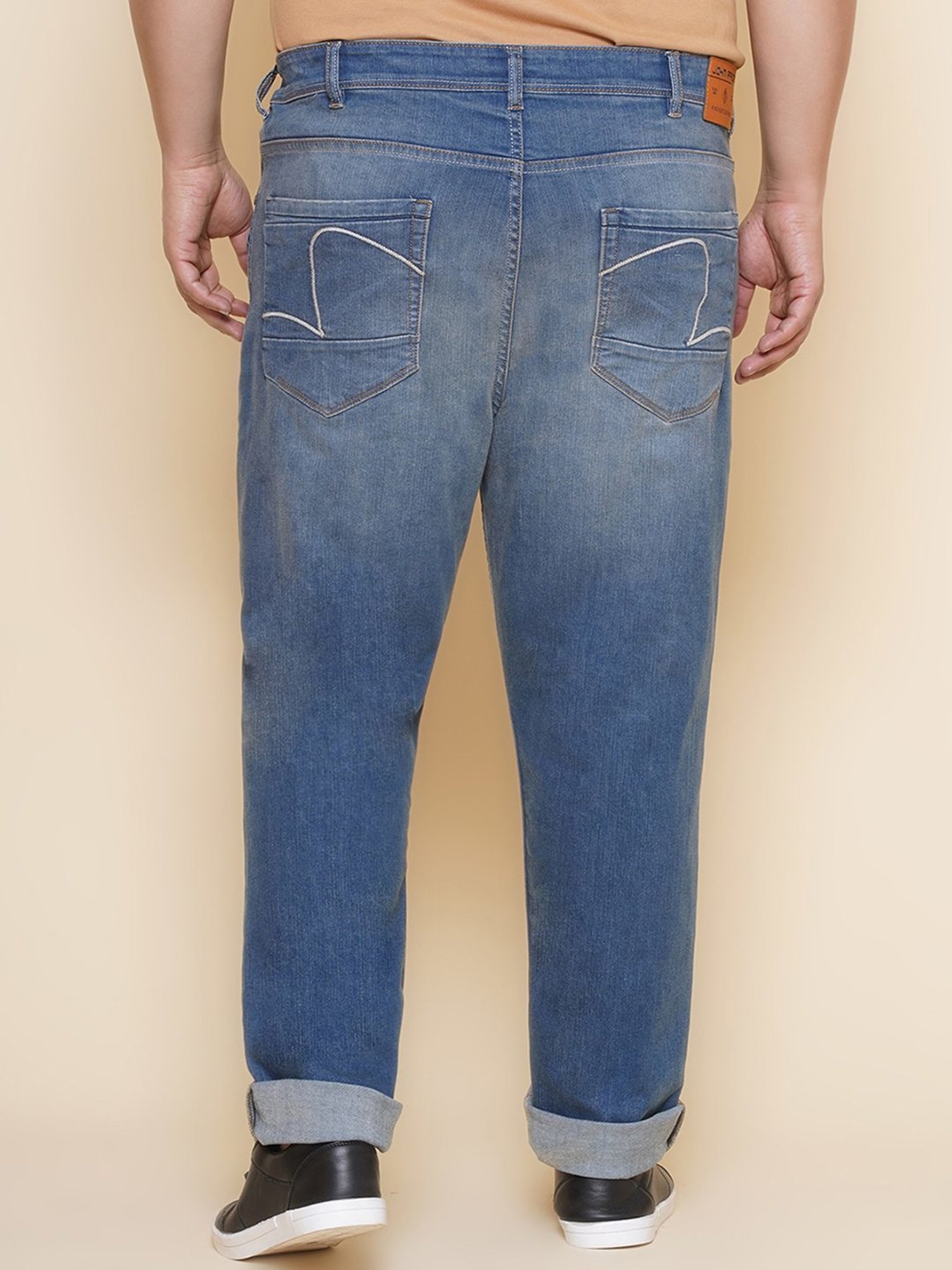 John Pride Blue Regular Fit Distressed Jeans