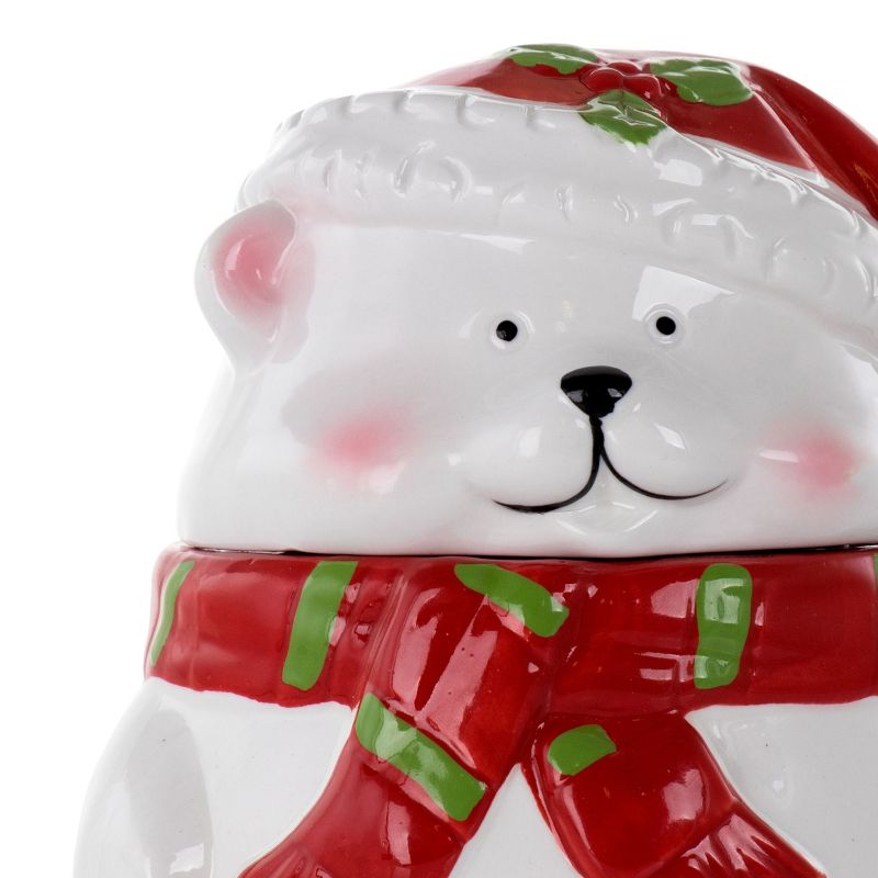Meritage Polar Bear Red Hat Stoneware Figural Cookie Jar