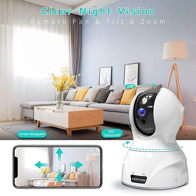 Wireless Security Camera HD WiFi Security Surveillance IP Camera Home Monitor with Motion Detection TwoWay Audio Night VisionWhite