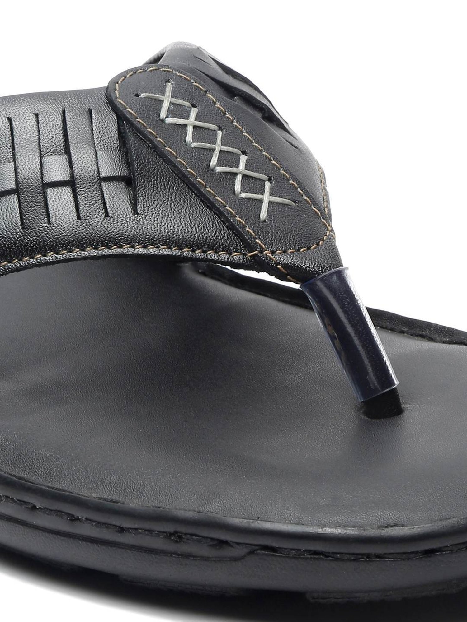 Teakwood Leathers Men's Black Thong Sandals
